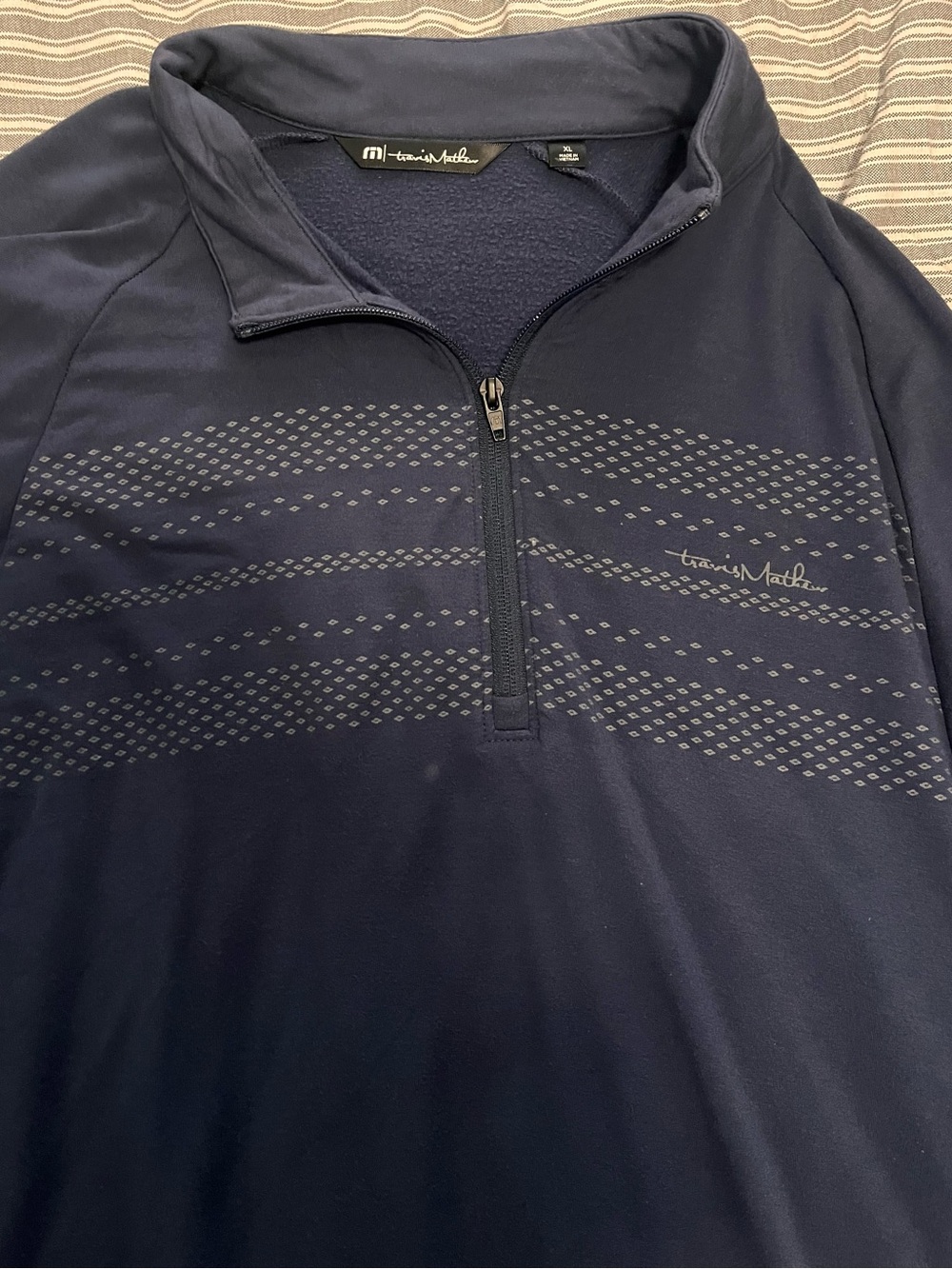 Travis Mathew Navy Zip-Up Performance Pullover